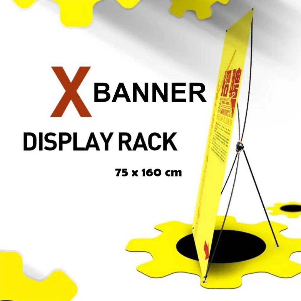 X Banner Ukuran 60x160 - Stand Banner, X Banner Stand, Banner Wisuda, Standing Banner Tiang Promosi,