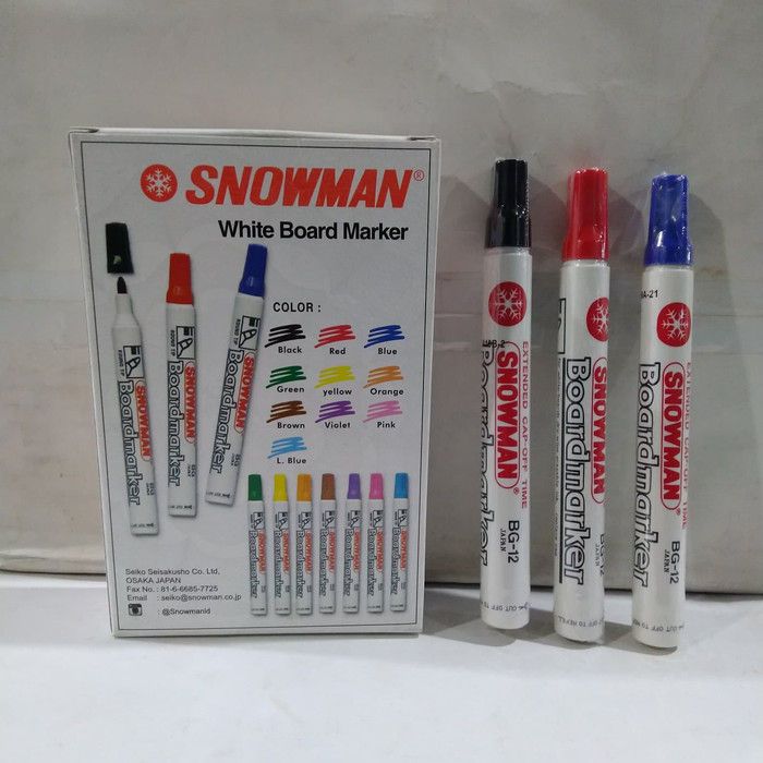 Spidol Snowman White Board BG 12 Harga 1 Pak (12pcs)