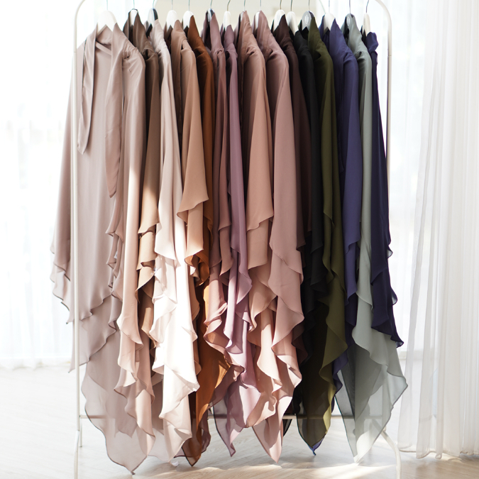 UMMAIRA ABAYA French Khimar 2 Layer Chiffon/Sifon Silk Premium