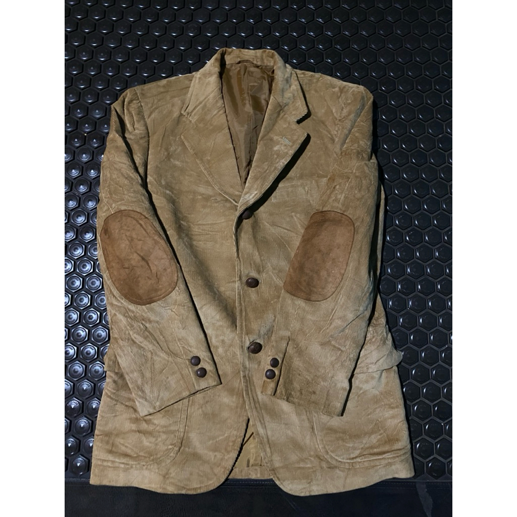 BLAZER JAS CORDUROY MEWAH ELBOW CLOCHEDOR COKLAT BRANDED