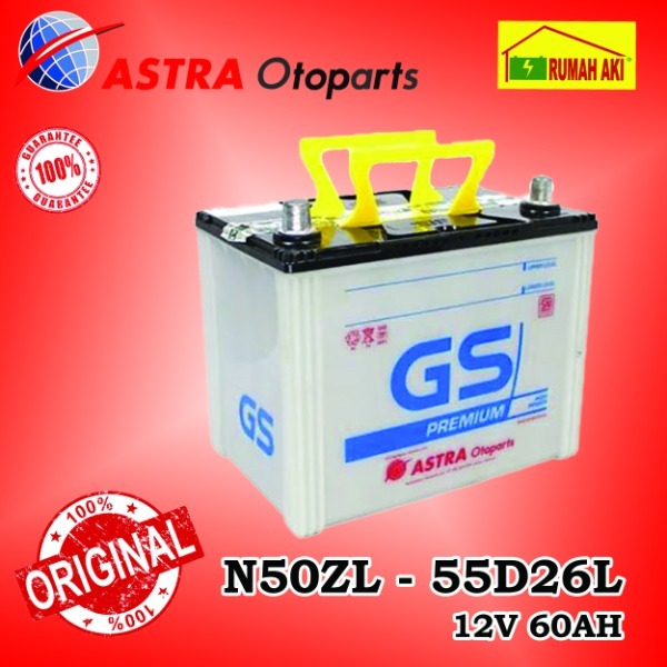 ORIGINAL Aki Mobil GS ASTRA N50ZL 55D26L 12V 60AH Aki Basah Aki Konvensional