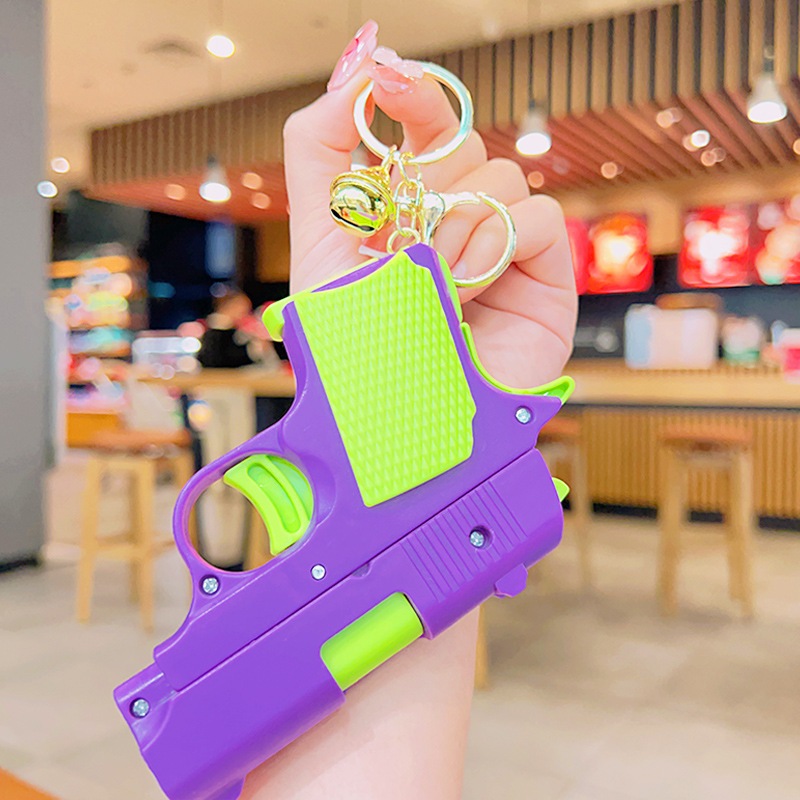 Gantungan Kunci Pistol Bisa Dimainkan Keychain Gun Fidget Toys Gun Pistol Bell