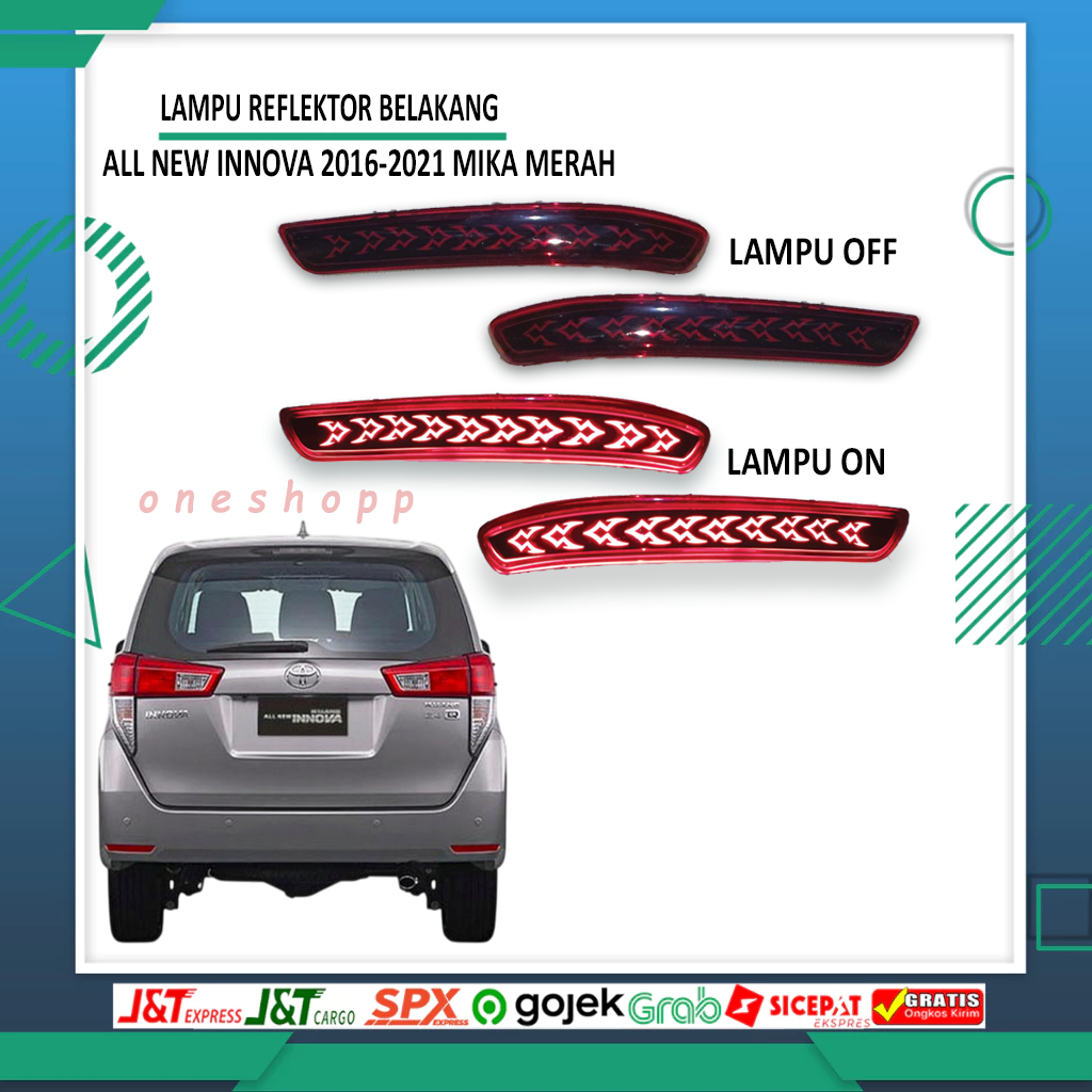 LAMPU LED REFLEKTOR BELAKANG ALL NEW INNOVA REBORN 2016-2021 SMOKE MERAH