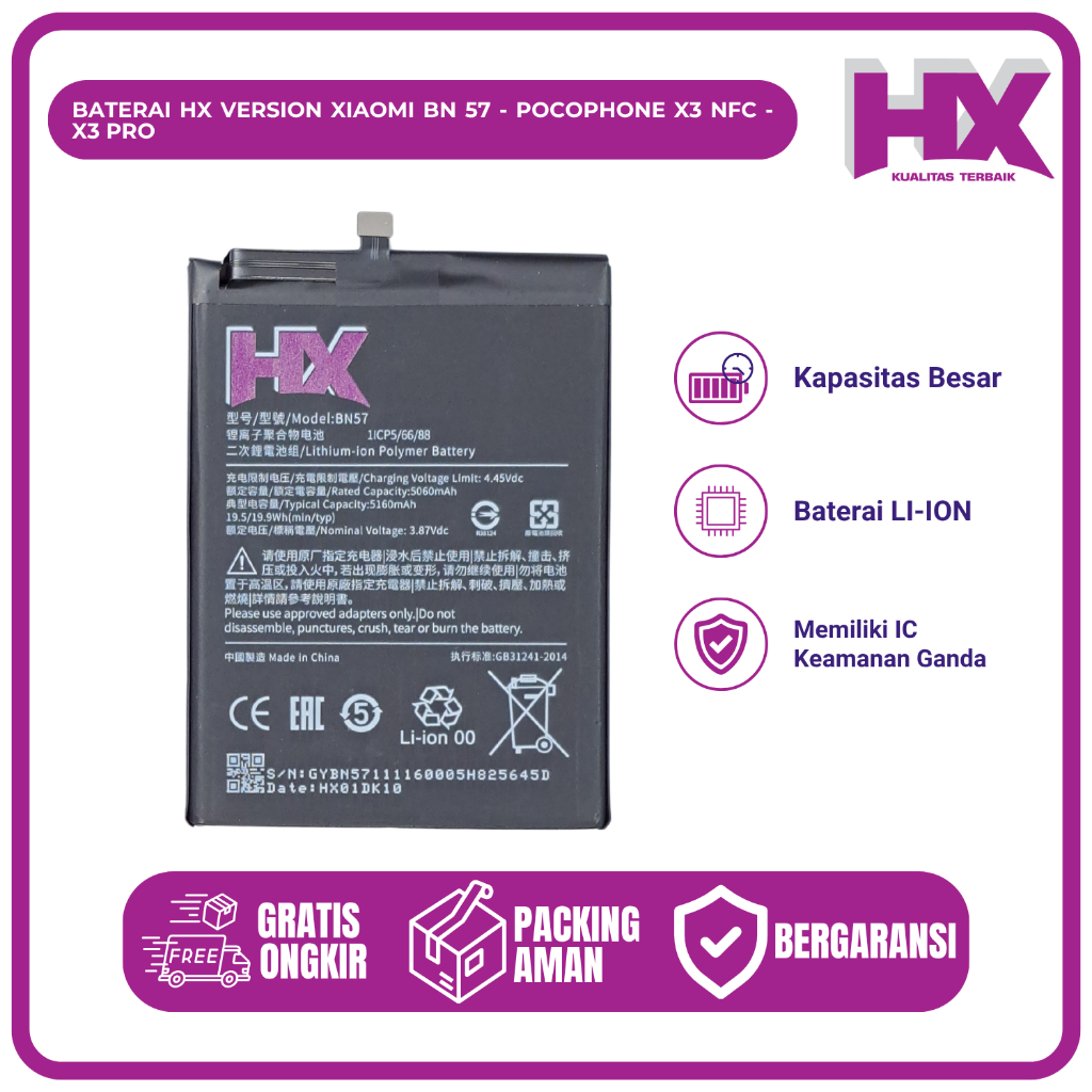 HX - BN57 Poco X3 / Poco X3 Pro / Poco X3 NFC Batre Batrai Baterai