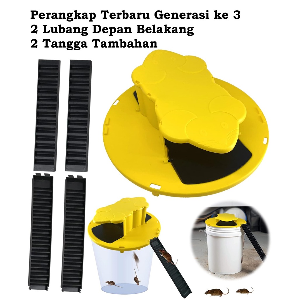 Gen 3 Jebakan Perangkap Tikus Tutup Ember Cat Pail Jatuh Besar Generasi 3 Universal Diameter 30cm Efektif Aman Dengan Dus 2 Lubang Bucket Lid Rat Mouse Trap Ember Mouse Trap Reusable Flip and Slide Bucklet Lid Pail Gravitasi Flip Slide Automatis