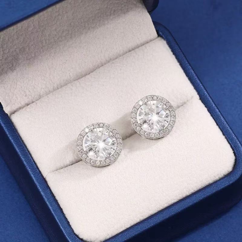 Anting Tusuk Kristal Bulat Kecil Lapis Emas Anti Karat/Anting Wanita/Anting Titanium/Anting Pria/Ant