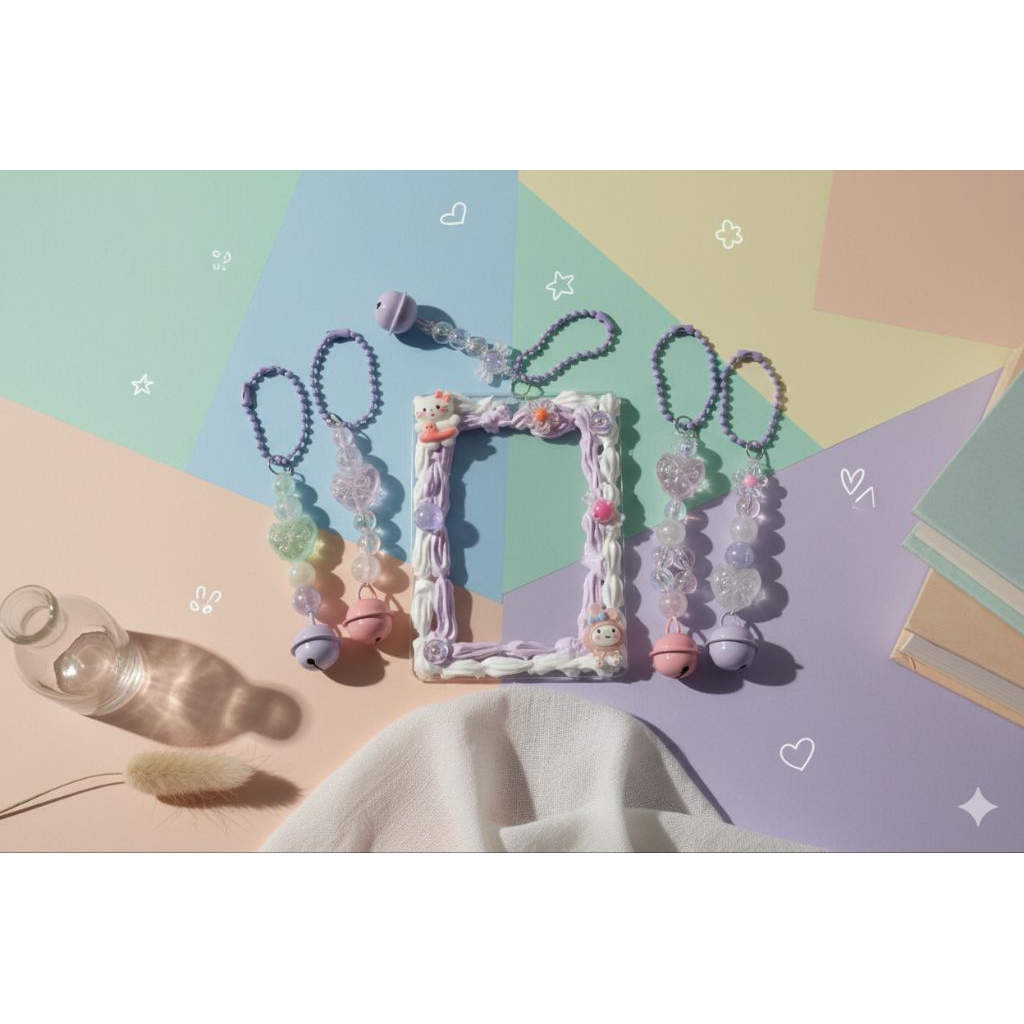 [ HOT New arrival ] Card Holder pc Toploader Deco Cream + Key chain | Card Holder | PVC Tebal + Key 