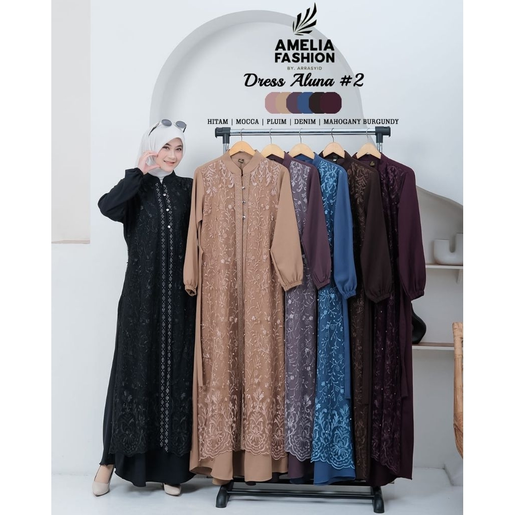 GAMIS SABRINA MIX BRUKAT TILE ALENA DAN ALUNA DRESS AMELIA FASHION