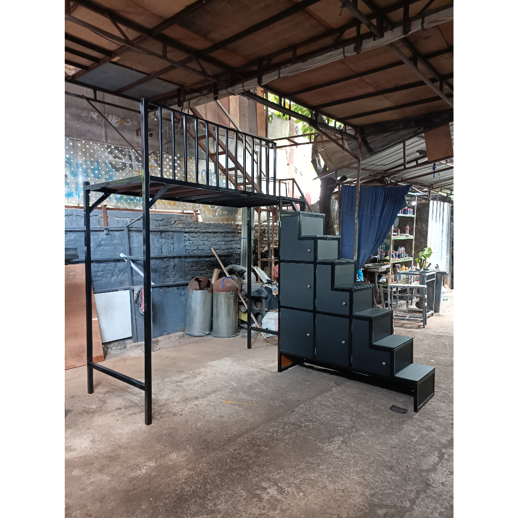 Ranjang Besi Tingkat Tangga Lemari Kasur Single Custom