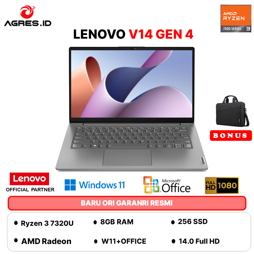 LENOVO V14 G4 RYZEN 3 7320 8GB 256GB W11 +OHS 14.0FHD 2Y GRY -V7ID