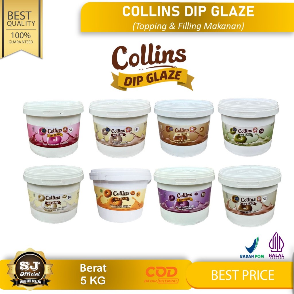 (Kemasan 5 Kg) COLLINS DIP GLAZE Topping Donat - Glaze Collins 5 Kg All Variant BEST SELLER