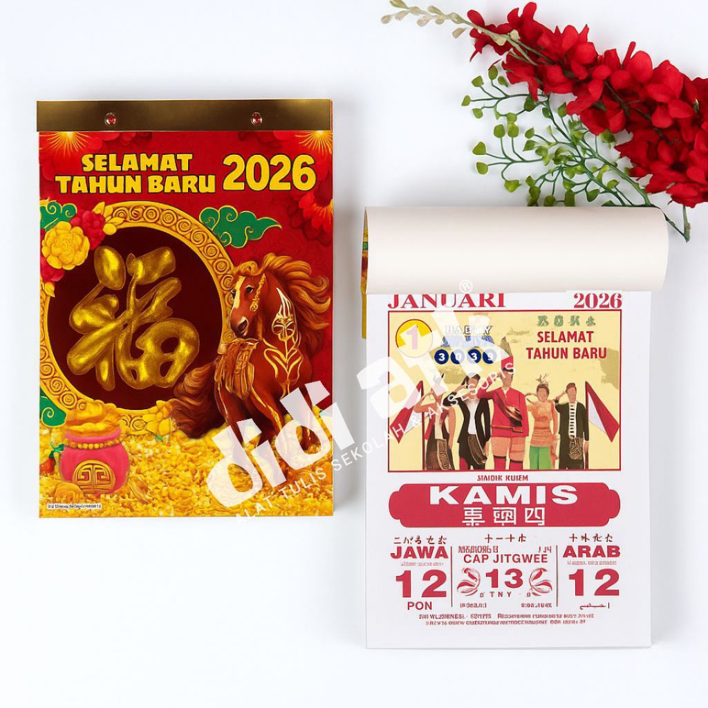 Kalender Harian Sobek Besar Tahun 2026 Ukuran 27cm x 19cm Tanggalan Sobek Murah