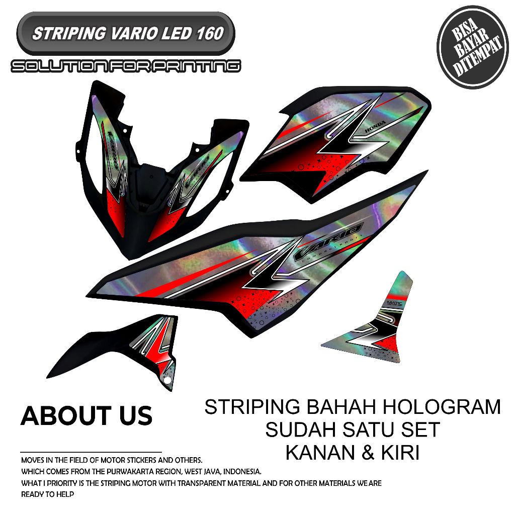 STRIPING STICKER RACING VARIASI HONDA VARIO LED 160 HOLOGRAM