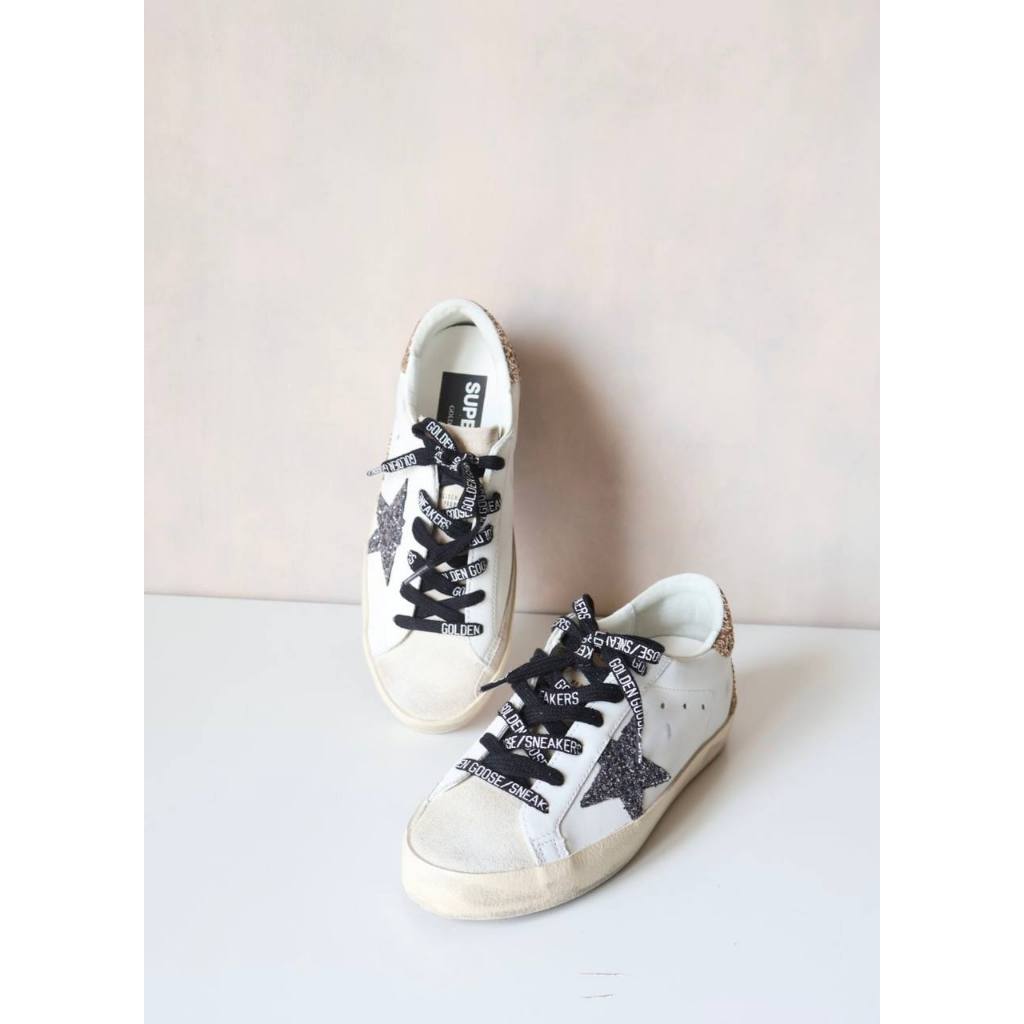 Golden Goose GGDB superstar sneakers in white bicolor glitter