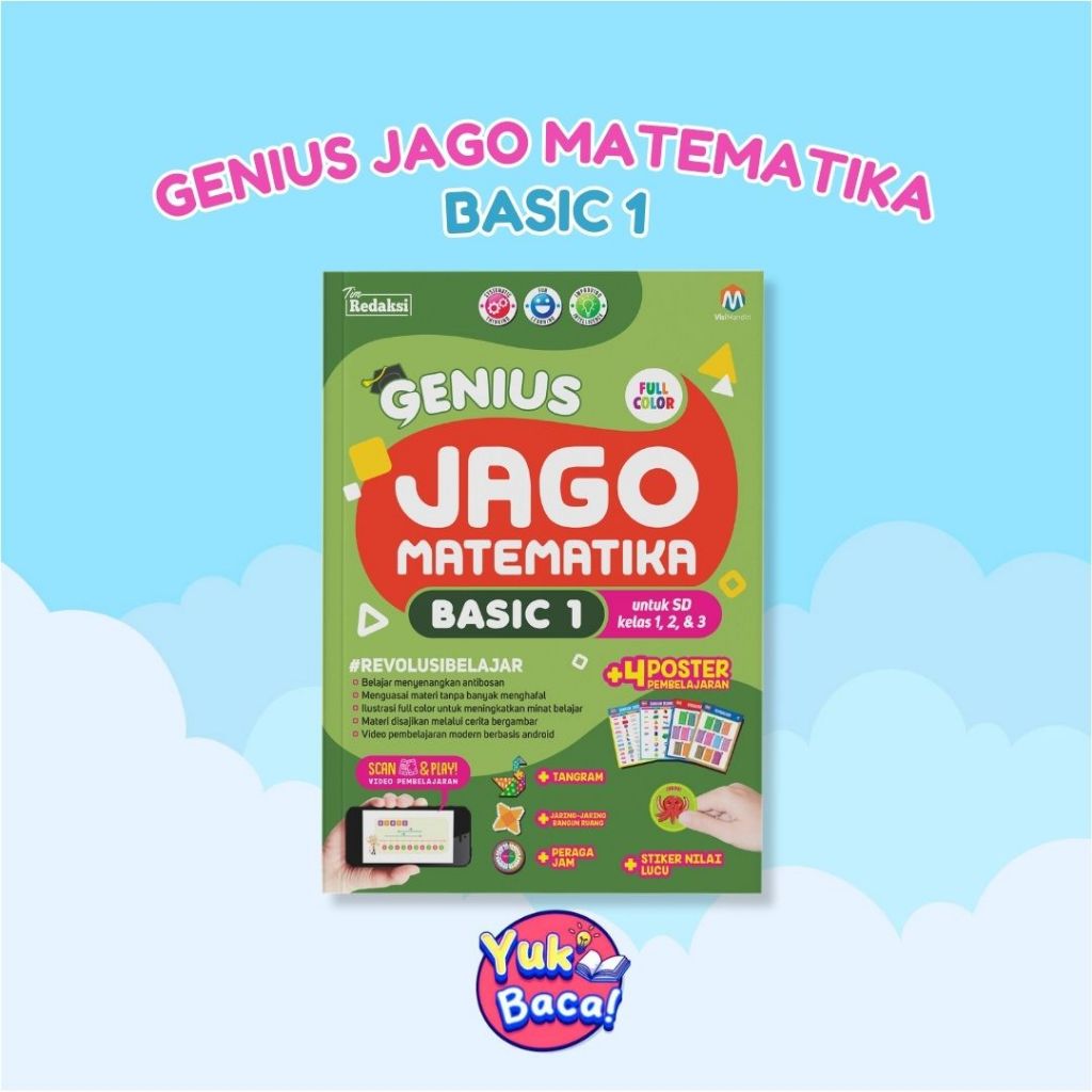 Ziyadbooks Official Genius Jago Matematika Anak Belajar Berhitung Calistung Kelas 1 SD TK Lengkap