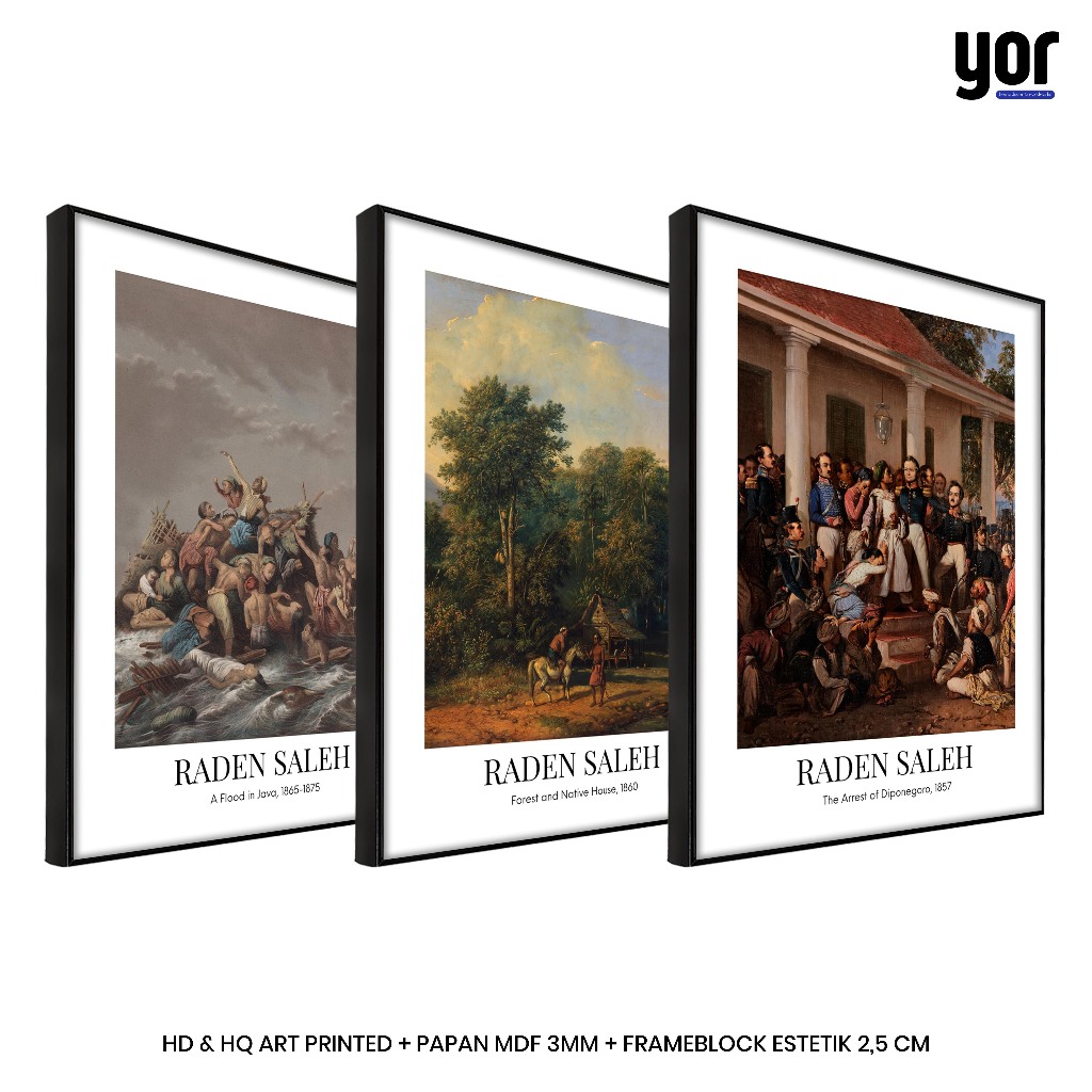 Yordecor Poster Lukisan Raden Saleh Bingkai Frameblock - Lukisan Klasik Indonesia