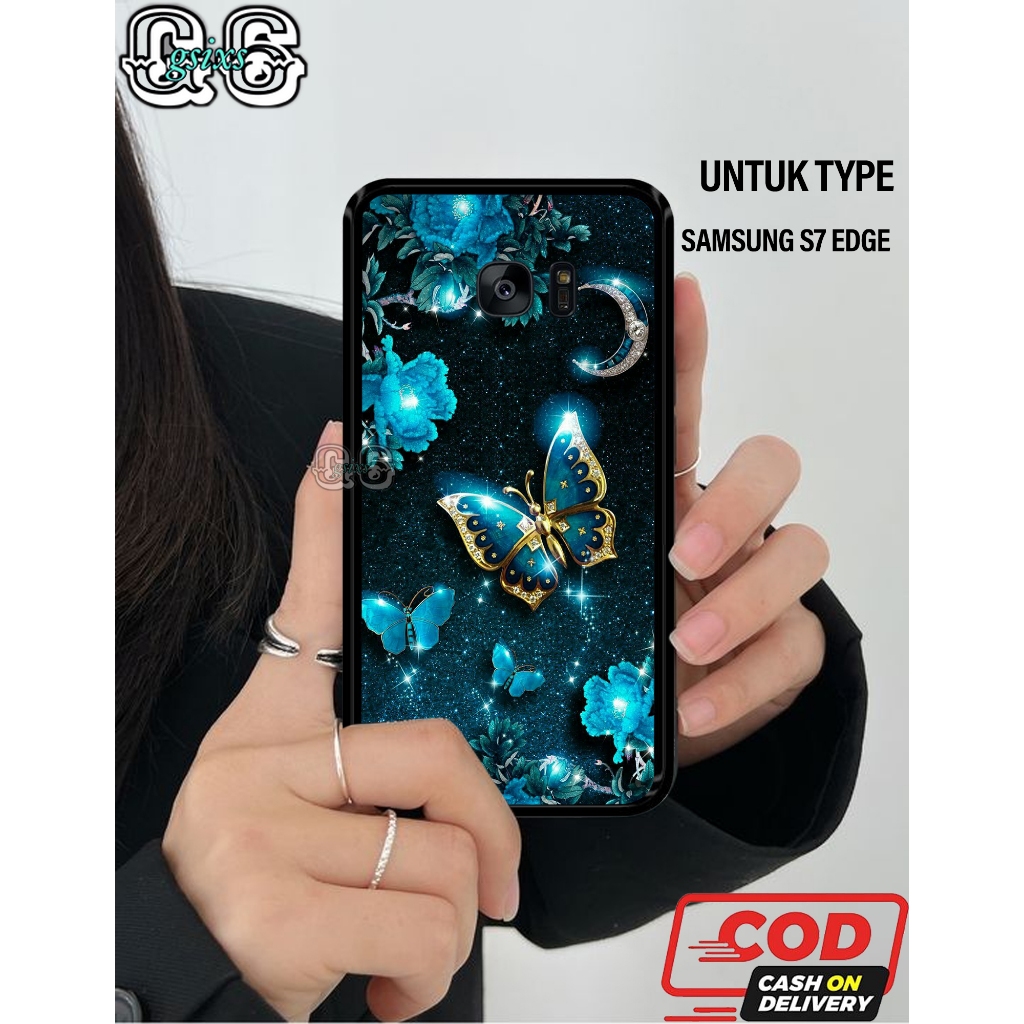 Casing Case Hp Samsung S7 Edge [ MOTIF KUPU-KUPU ] Aneka casing, case, kondom hp, custom case, case 