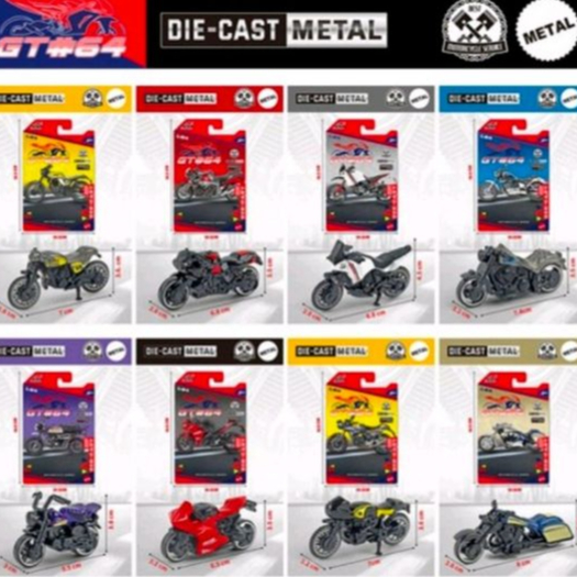 JM Indonesia Diecast Motorcycle / Car 1:64 Mainan Miniatur Motor Mobil Bahan Metal Kemasan Pack SNI