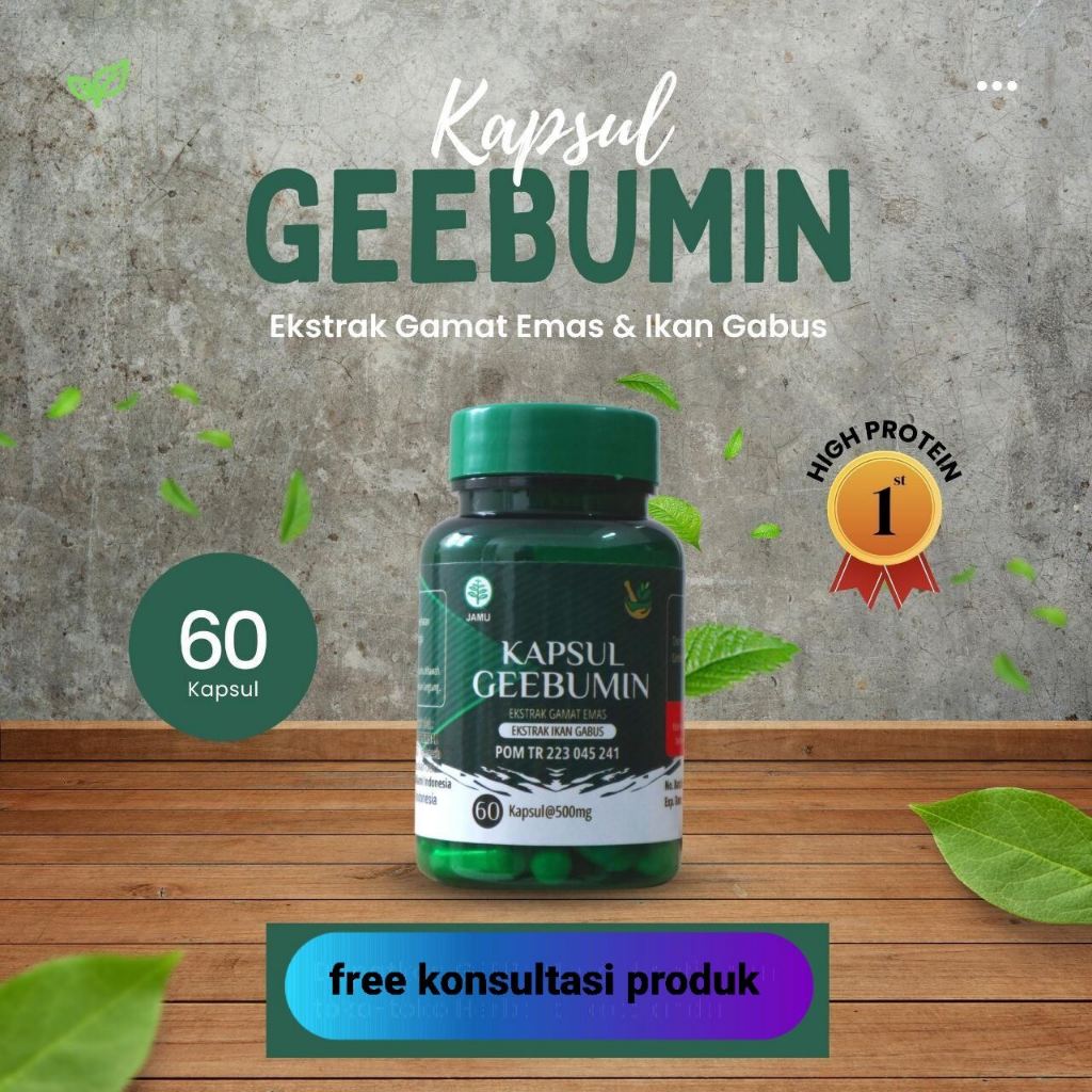 Geebumin Ekstrak Ikan Gabus dan Gamat 2in1 | kapsul ekstrak ikan gabus / ikan kutuk & gamat Suplemen
