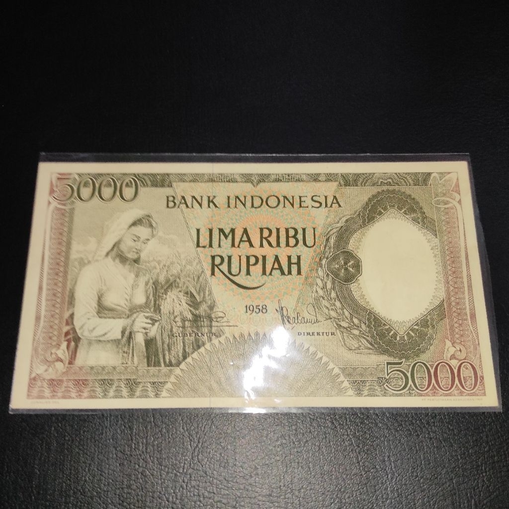 Uang 5000 Pekerja Hijau 1958 AUNC Replacement