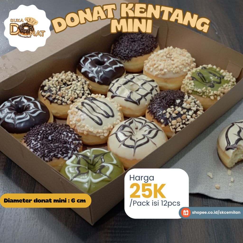 donat kentang mini/donat mini isi 12 pcs
