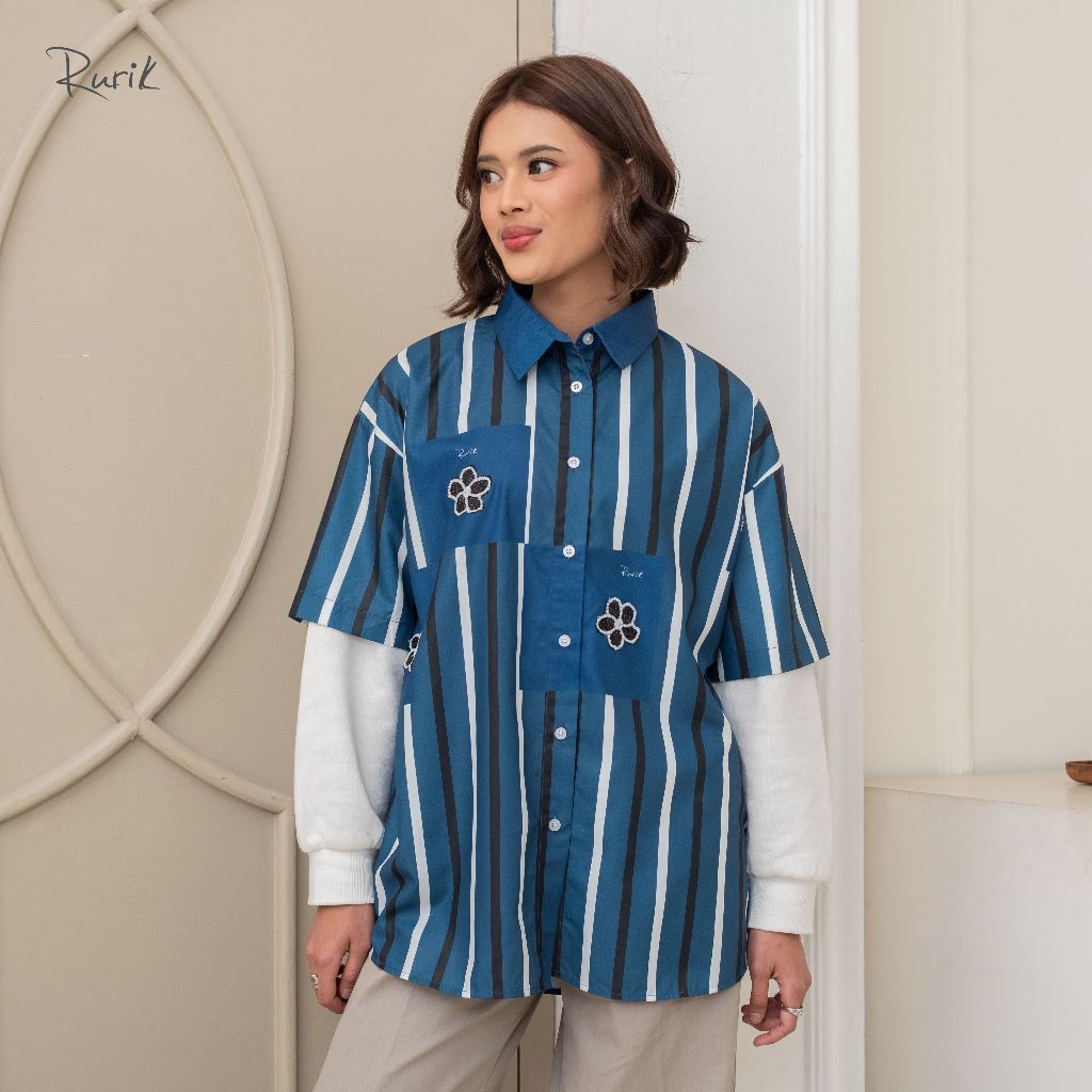 Rurik Kemeja Wanita Printing Oversize Deema Print Shirt