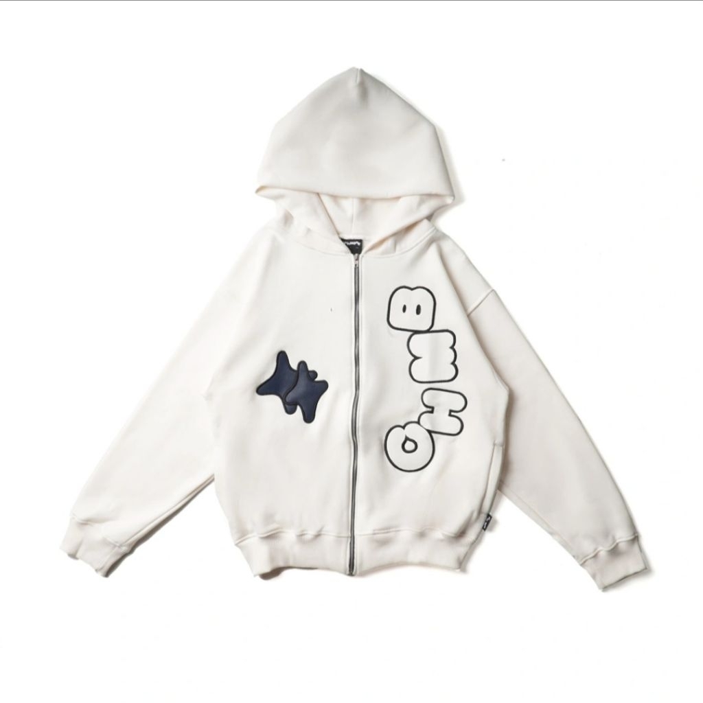 Boxy Zip Hoodie Chambredelavain- Sensational White