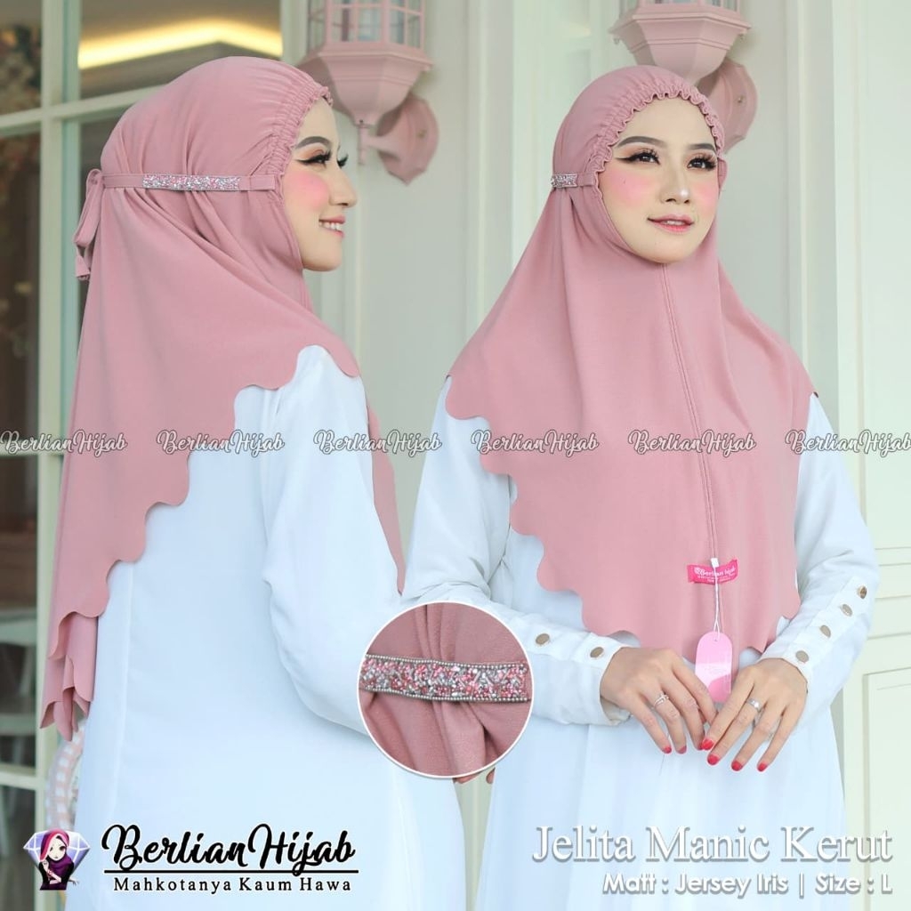 Kerut Jelita Manic  Jilbab/bergo/hijab instan ori Berlian/jersey Airis