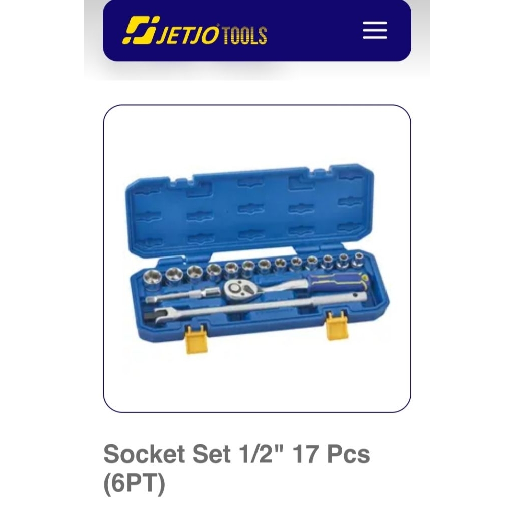 Socket Set 1/2" 17 Pcs (6PT) JETJO TOOLS LAKONI PRO KUNCI SOK KUNCI SOCKET SET ISI 17PCS LENGKAP 100