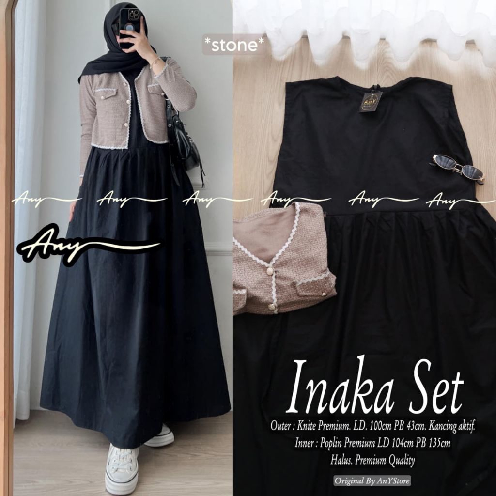 (( READY )) INAKA ANJANI CLARA DRESS SET JACKET BY ANY VILLA • INNER GAMIS POLOS SETELAN BLAZER JACK
