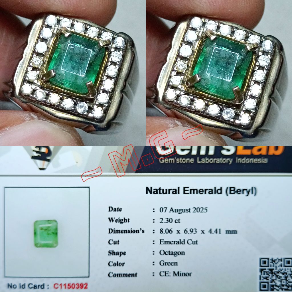 NATURAL GREEN EMERALD BERYL MEMO GLI LAB