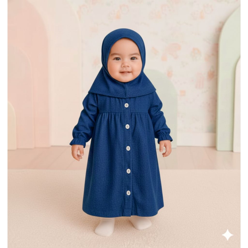 Gamis Anak Bayi Perempuan Syar'i Usia 0 18 Bulan Setelan Gaun Muslim