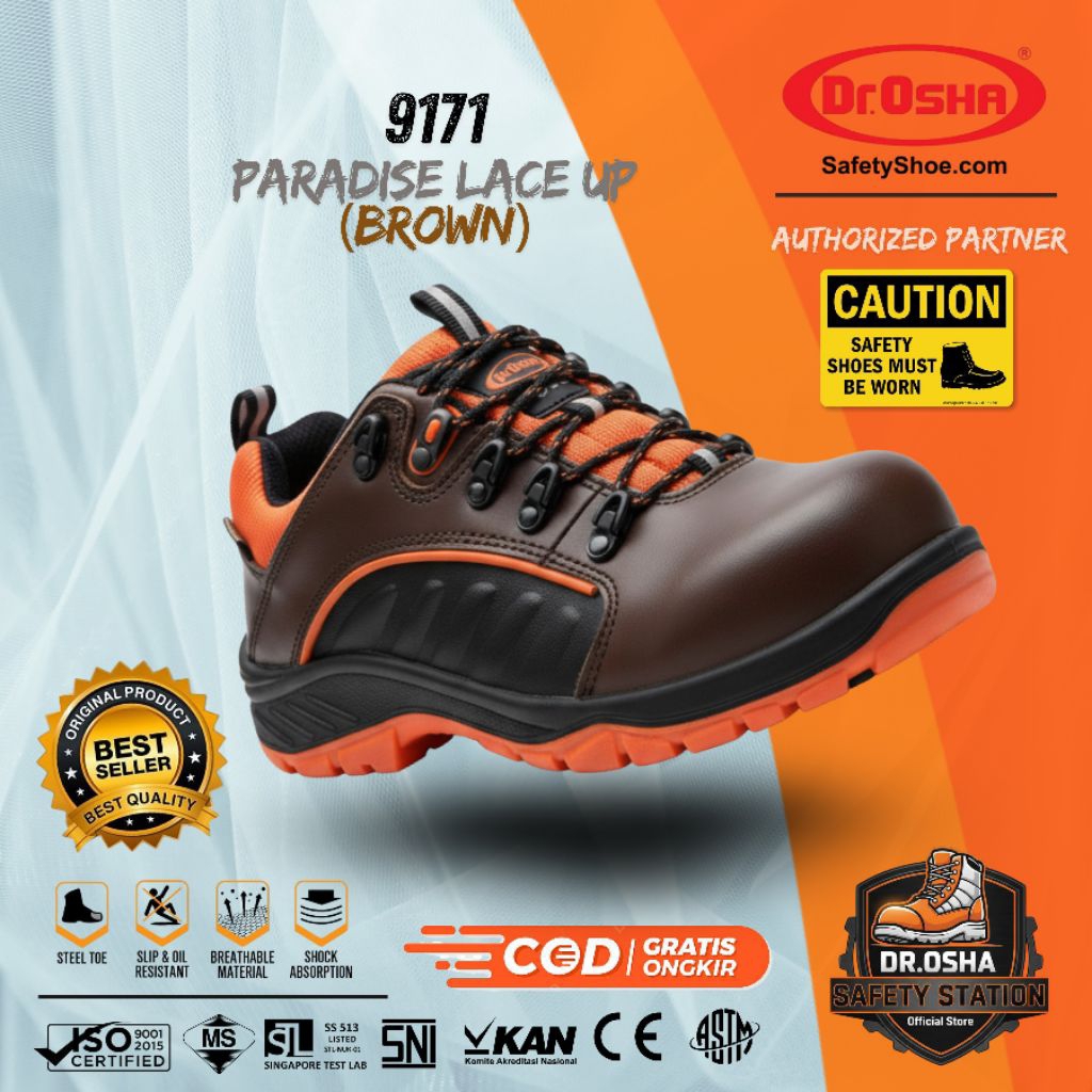 Sepatu Safety Dr OSHA Paradise 9171 S1 S2 S3 Composite Safety Shoes Anti Slip Waterproof Anti Paku S