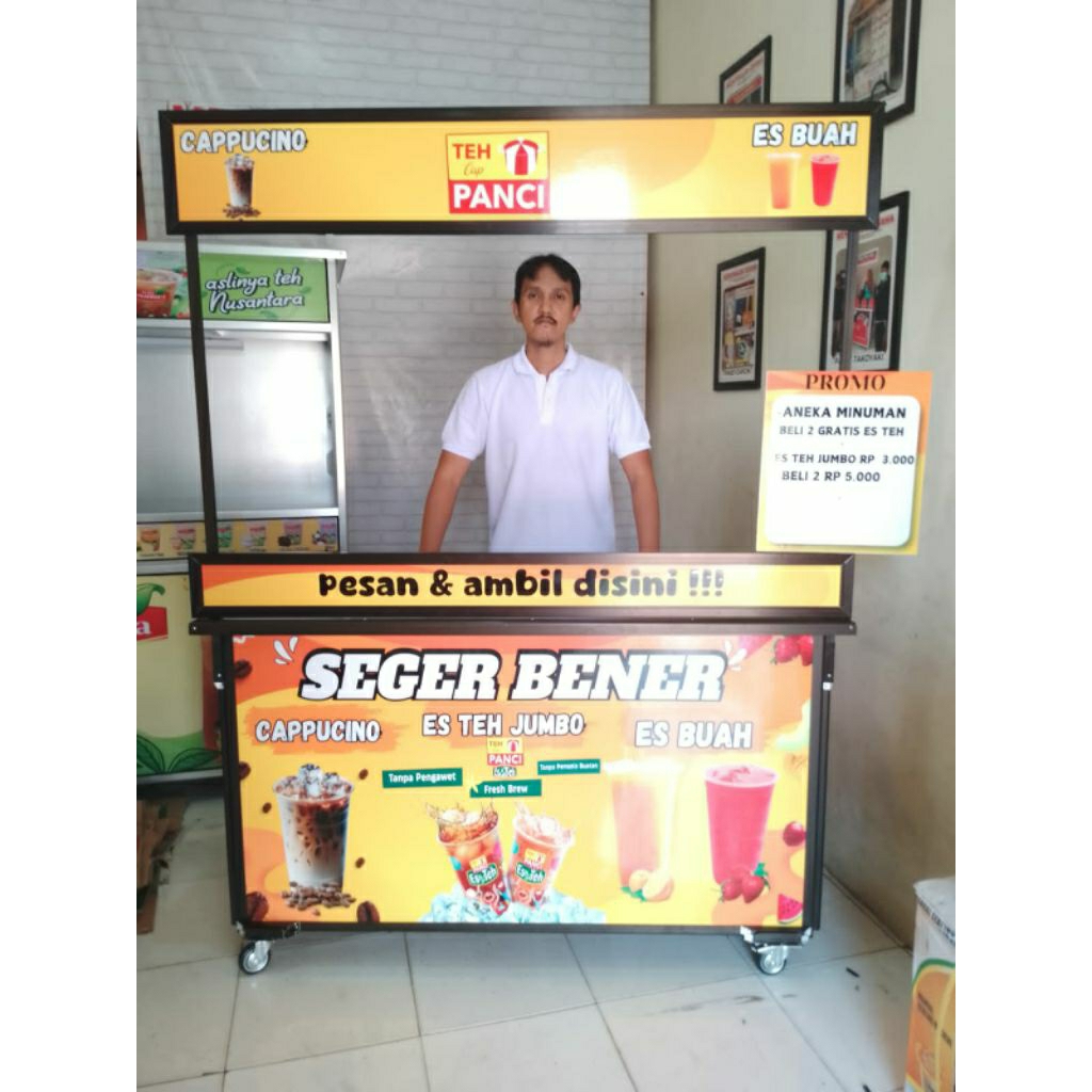Booth Portable / Meja Lipat / Gerobak Lipat Bongkar Pasang bahan Aluminium Hitam yg kokoh dan keren,