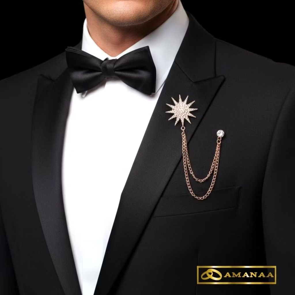 Bros pin rantai jas / Bros pin rantai hijab / Butang Pin Baju Rantai / Rantai Baju Melayu