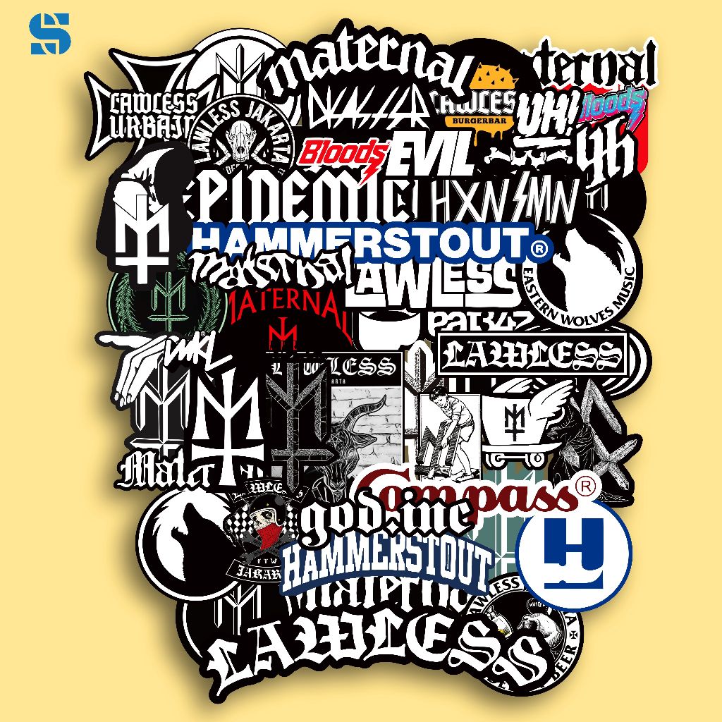 STICKER MATERNAL LOGO BRAND - STICKER PACK VYNIL LAWLESS MOTOR HELM AESTHETIC CASE HP KOPER TUMBLER