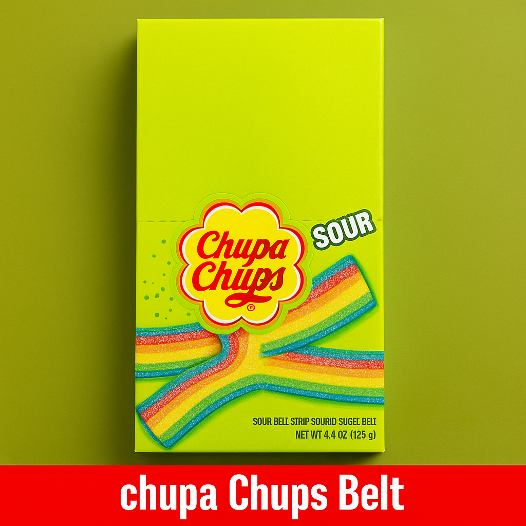 Chupa Chups Sour Belt Box - Permen Jelly Asam Manis Rasa Buah 1 Box