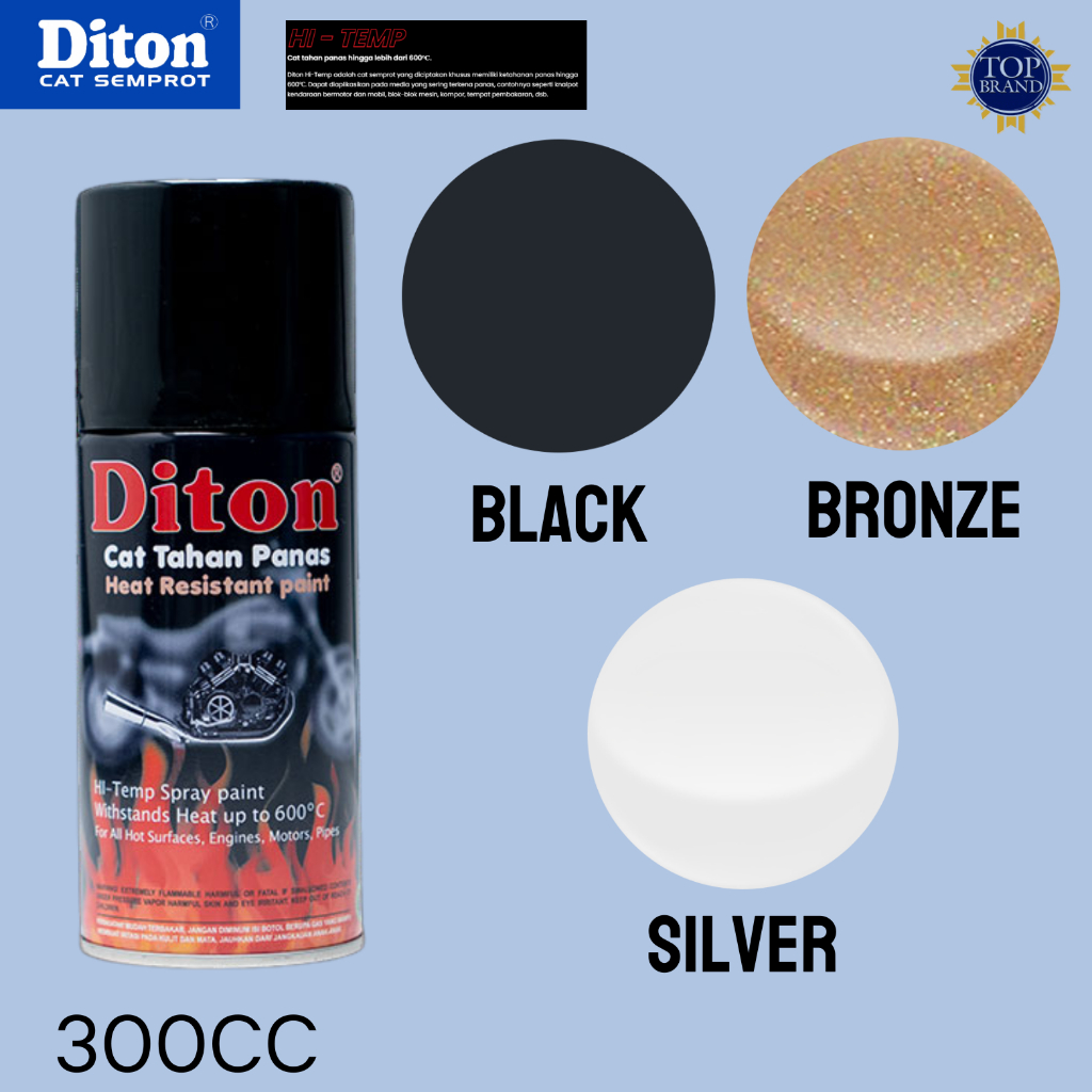 Pilok Pilox Pylox Cat Diton Varian Warna Hi Temp Anti Tahan Panas Black Hitam Silver Bronze 300cc