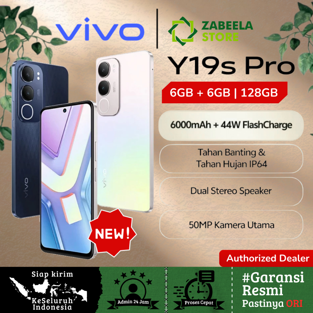 Vivo Y19s Pro 4/64GB 4/128GB 6/128GB 50 MP AI Camera, 6000mAh Garansi Resmi Vivo Indonesia