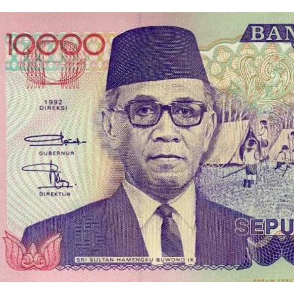 Indonesia 10000 Rupiah 1992 UNC-Original-Gress "Sri Sultan Hamengku"
