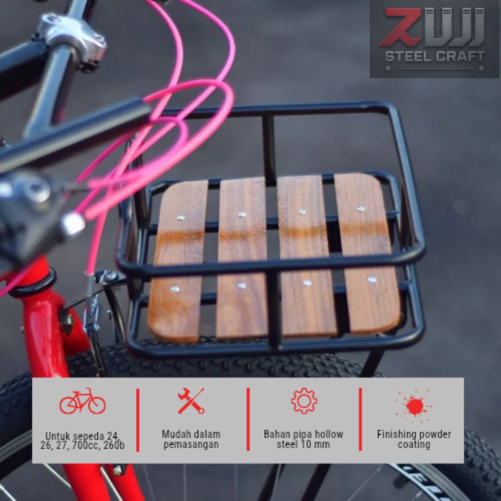 Keranjang Sepeda Federal Kalcer Alas Kayu Jati Vintage MTB Fixie Komuter Klasik Universal