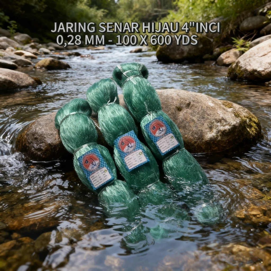 Jaring Ikan /jala/jaring ayam/jaring padi sawah lebar 10m panjang 53m 0.28 4x100x600 TATE /HIJAU