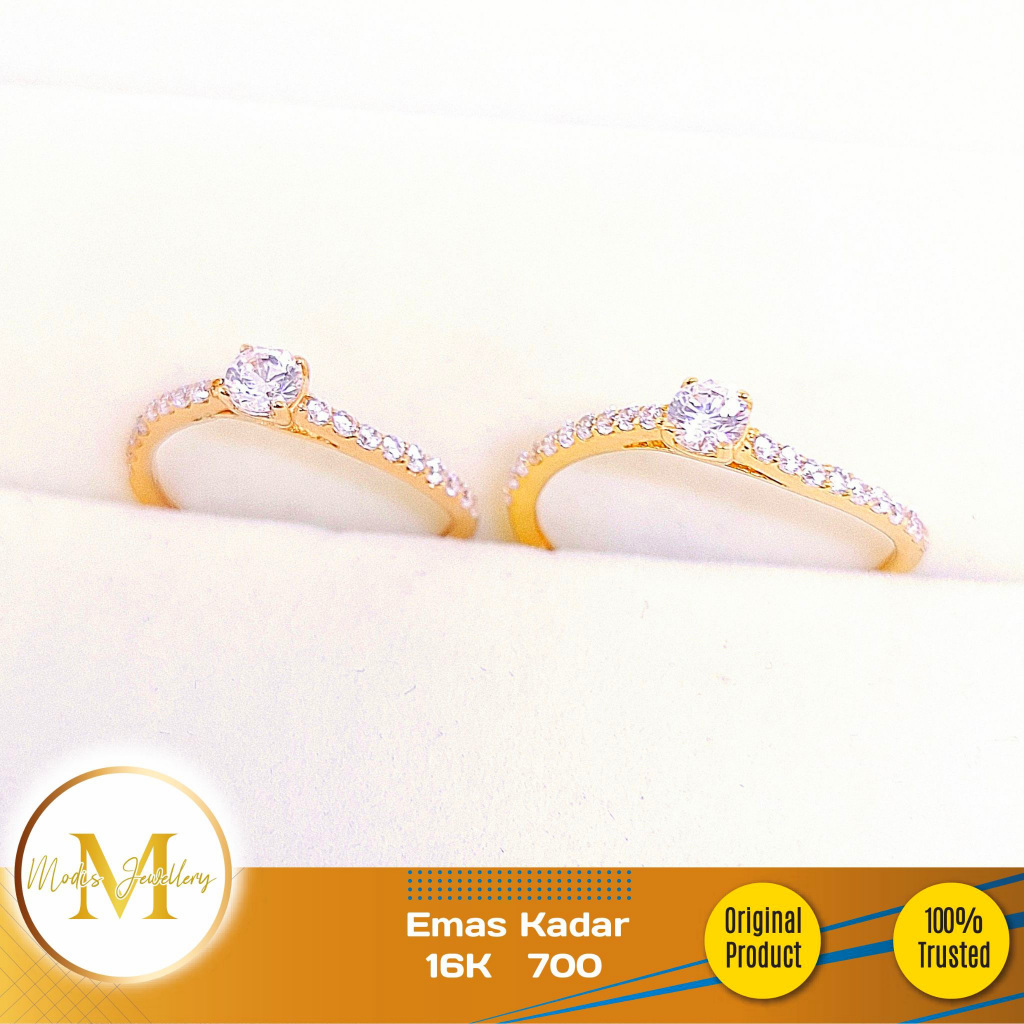 MODIS JEWELLERY - Cincin Solitaire Gelombang Kuning - Emas 16k 700
