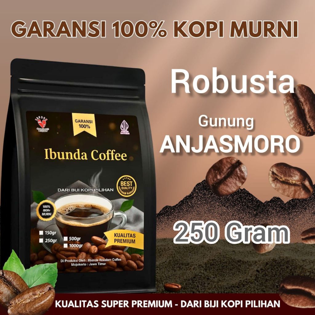 Ibunda Coffee - Kopi Super Premium Robusta Gunung Anjasmoro 250g - Kopi Bubuk Murni Robusta Pegunung