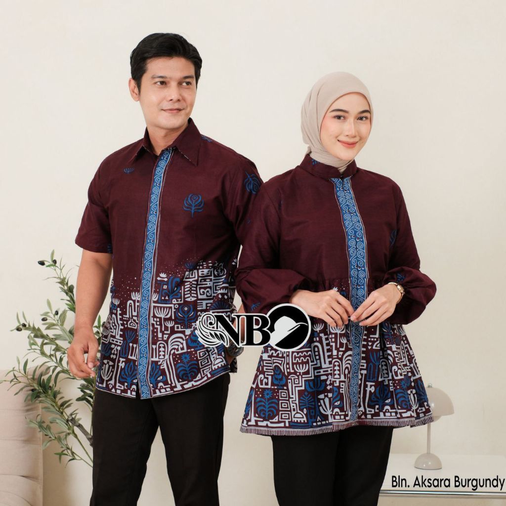 RESTOK)) Blouse Atasan Baju Batik Couple Model Abaya | Batik Kopel | Baju Blus Batik Wanita | Baju H