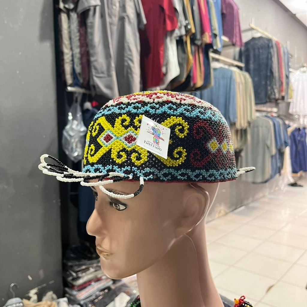 TOPI MANIK BULAT KHAS DAYAK BAHAU - TOPI BULAT BAHAU - AKSESORIES KHAS DAYAK