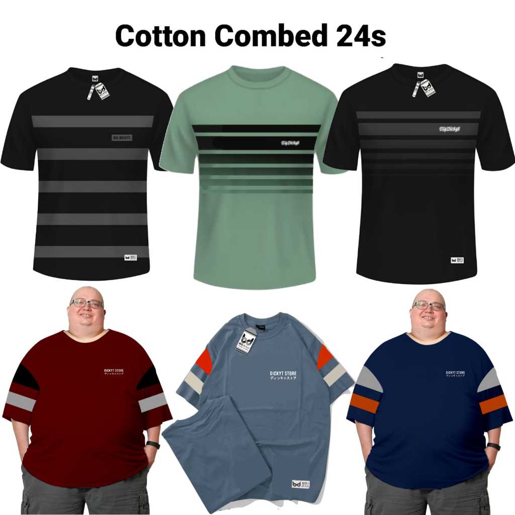 Kaos Jumbo Distro Salur Stripe Pria Wanita Katun 300g R02