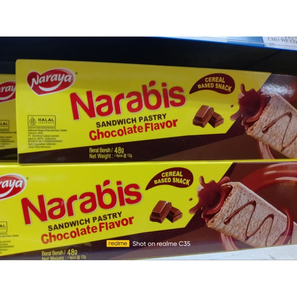 NARAYA NARABIS SANDWICH PASTRY MILK/COKLAT BOX 48gr
