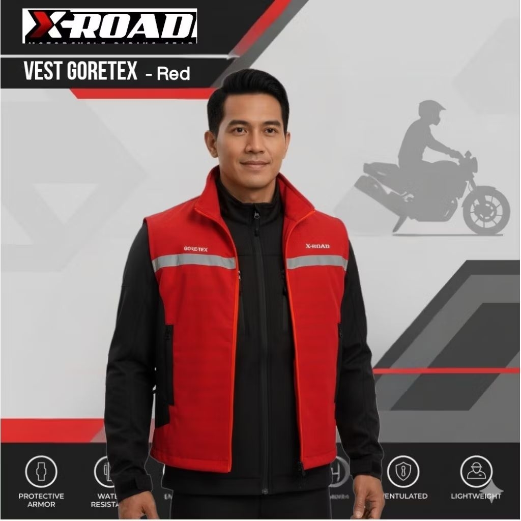 XROAD GORETEX COOL ACTIVE Rompi/vest Motor Touring Outdoor tahan air