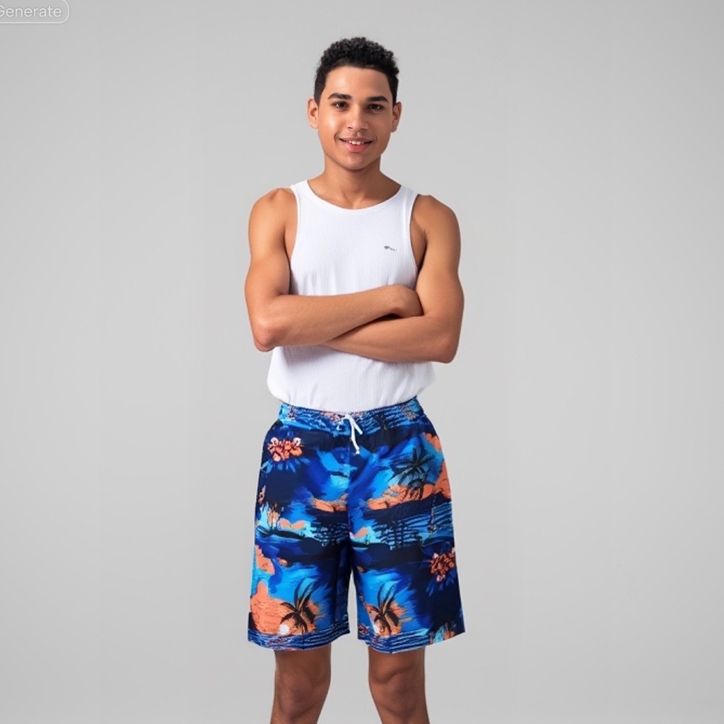 CELANA PANTAI PRIA Motif Hawaii / BALI